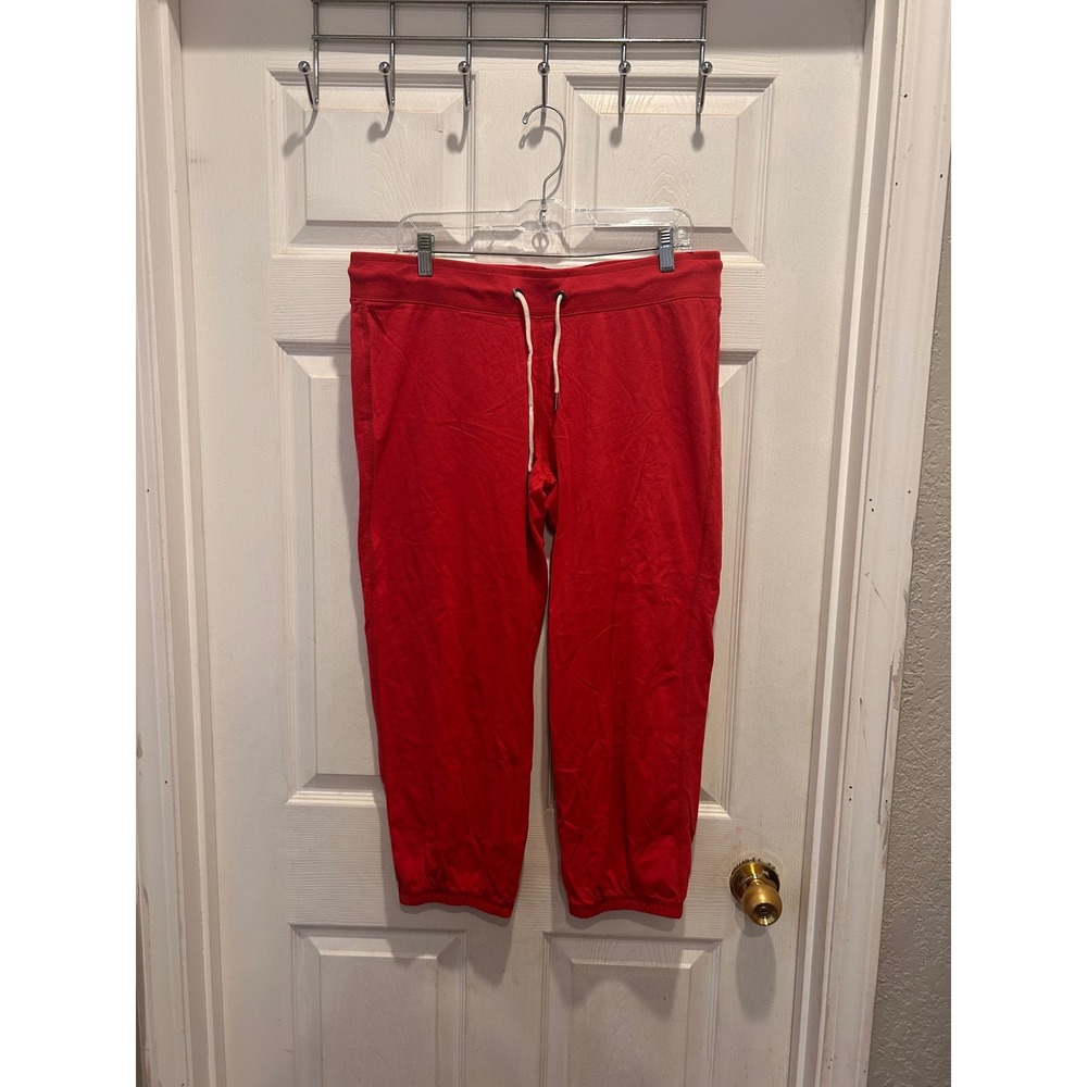Mossimo Supply Co Womens Red Cotton Cropped Jogger Sweatpants Large Athleisure